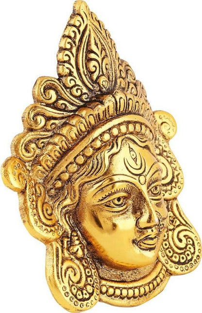 Ambika Durga Face Wall Hanging Metal Idol Showpiece - 15.24 cm  (Gold Plated, Metal, Gold)