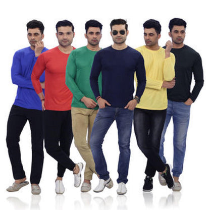 Fidato Men's Full Sleeves Round Neck T-shirt FD6RT1 Pack Of 6